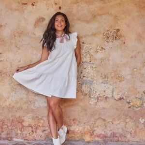 Altar'd State White | Denim Dreams | Tiered Babydoll Dress in Stucco L